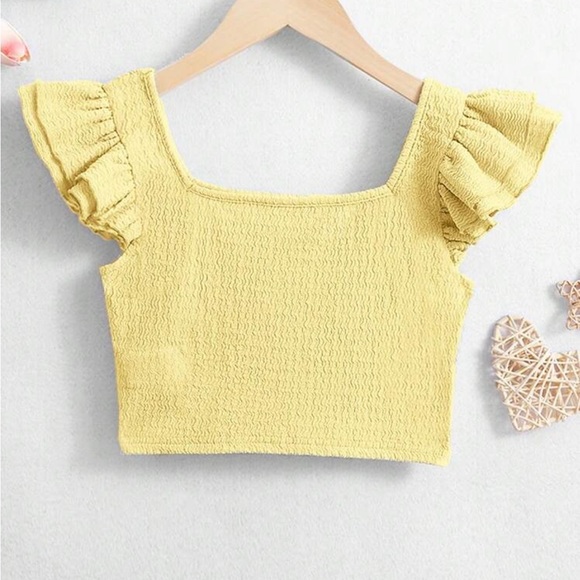 Yellow Ruffle Sleeve Top - Picture 2 of 3